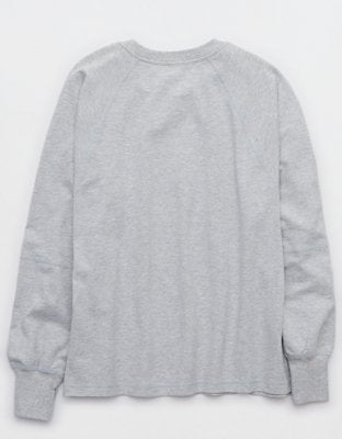 OFFLINE By Aerie Pique Long Sleeve T-Shirt - Medium Heather Gray