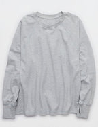 OFFLINE By Aerie Pique Long Sleeve T-Shirt - Medium Heather Gray
