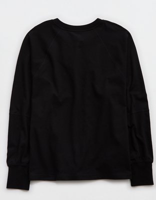 OFFLINE By Aerie Pique Long Sleeve T-Shirt - True Black
