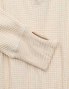 OFFLINE By Aerie Wow! Waffle Long Sleeve V Neck T-Shirt - Heather Frost