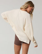 OFFLINE By Aerie Wow! Waffle Long Sleeve V Neck T-Shirt - Heather Frost