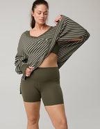 OFFLINE By Aerie Wow! Waffle Long Sleeve V Neck T-Shirt - Festive Olive