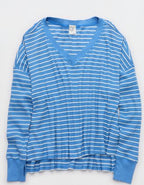OFFLINE By Aerie Wow! Waffle Long Sleeve V Neck T-Shirt - Rome Blue