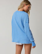 OFFLINE By Aerie Wow! Waffle Long Sleeve V Neck T-Shirt - Rome Blue