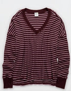 OFFLINE By Aerie Wow! Waffle Long Sleeve V Neck T-Shirt - Royal Berry