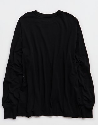 OFFLINE By Aerie Let's Stretch Long Sleeve Boyfriend T-Shirt - True Black