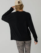 OFFLINE By Aerie Let's Stretch Long Sleeve Boyfriend T-Shirt - True Black