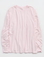 OFFLINE By Aerie Let's Stretch Long Sleeve Boyfriend T-Shirt - Pink Petal