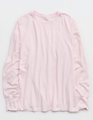 OFFLINE By Aerie Let's Stretch Long Sleeve Boyfriend T-Shirt - Pink Petal