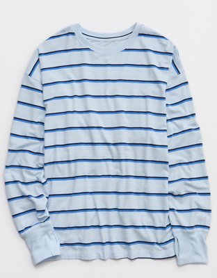 OFFLINE By Aerie Let's Stretch Long Sleeve Boyfriend T-Shirt - Light Blue