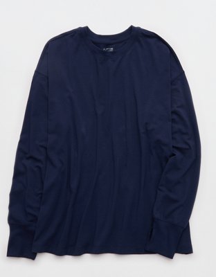 OFFLINE By Aerie Let's Stretch Long Sleeve Boyfriend T-Shirt - Navy