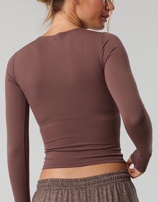 OFFLINE By Aerie Real Me XTRA Long Sleeve Crewneck T-Shirt - Relic