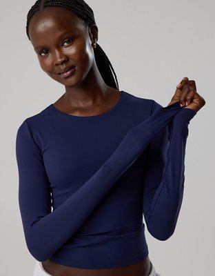 OFFLINE By Aerie Real Me XTRA Long Sleeve Crewneck T-Shirt - Royal Navy