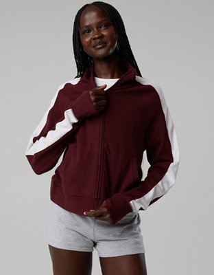 OFFLINE By Aerie Pique Long Sleeve Full Zip - Royal Berry