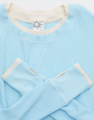 OFFLINE By Aerie Wow! Waffle Layered Long Sleeve T-Shirt - Easy Breezy Blue
