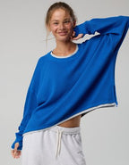 OFFLINE By Aerie Wow! Waffle Layered Long Sleeve T-Shirt - Cobalt Jewel