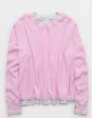 OFFLINE By Aerie Wow! Waffle Layered Long Sleeve T-Shirt - Violet Willow