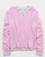 OFFLINE By Aerie Wow! Waffle Layered Long Sleeve T-Shirt - Violet Willow