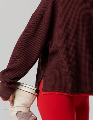 OFFLINE By Aerie Wow! Waffle Layered Long Sleeve T-Shirt - Royal Berry