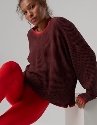 OFFLINE By Aerie Wow! Waffle Layered Long Sleeve T-Shirt - Royal Berry