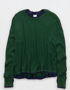 OFFLINE By Aerie Wow! Waffle Layered Long Sleeve T-Shirt - Rugged Green
