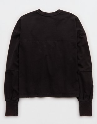 OFFLINE By Aerie OG Cotton Crewneck Long Sleeve T-Shirt - Washed Black