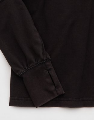 OFFLINE By Aerie OG Cotton Crewneck Long Sleeve T-Shirt - Washed Black