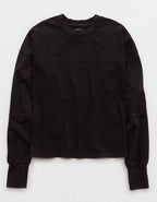 OFFLINE By Aerie OG Cotton Crewneck Long Sleeve T-Shirt - Washed Black