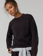 OFFLINE By Aerie OG Cotton Crewneck Long Sleeve T-Shirt - Washed Black