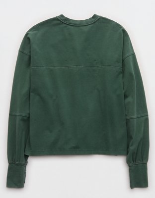 OFFLINE By Aerie OG Cotton Crewneck Long Sleeve T-Shirt - Rugged Green