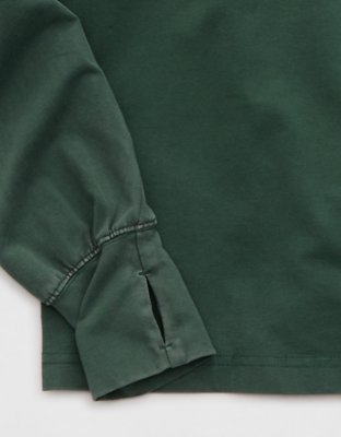 OFFLINE By Aerie OG Cotton Crewneck Long Sleeve T-Shirt - Rugged Green