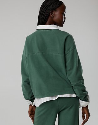 OFFLINE By Aerie OG Cotton Crewneck Long Sleeve T-Shirt - Rugged Green