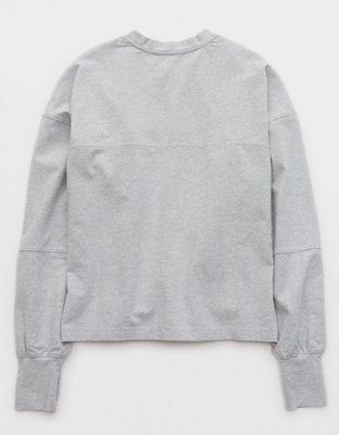 OFFLINE By Aerie OG Cotton Crewneck Long Sleeve T-Shirt - Medium Heather Gray