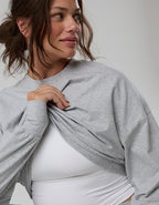 OFFLINE By Aerie OG Cotton Crewneck Long Sleeve T-Shirt - Medium Heather Gray