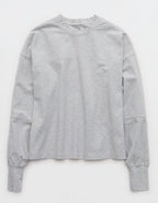 OFFLINE By Aerie OG Cotton Crewneck Long Sleeve T-Shirt - Medium Heather Gray