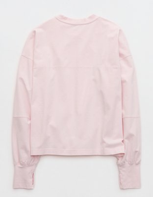 OFFLINE By Aerie OG Cotton Crewneck Long Sleeve T-Shirt - Pink Petal