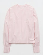 OFFLINE By Aerie OG Cotton Crewneck Long Sleeve T-Shirt - Pink Petal