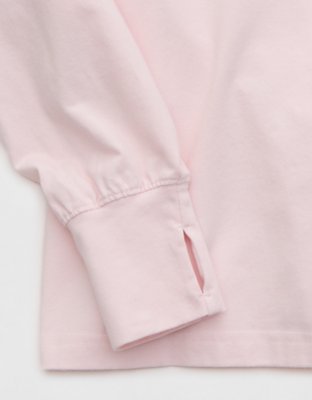 OFFLINE By Aerie OG Cotton Crewneck Long Sleeve T-Shirt - Pink Petal