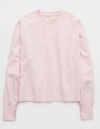 OFFLINE By Aerie OG Cotton Crewneck Long Sleeve T-Shirt - Pink Petal