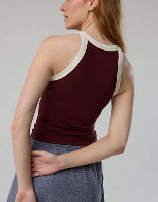 OFFLINE By Aerie Real Me Ringer High Neck Tank Top - Royal Berry