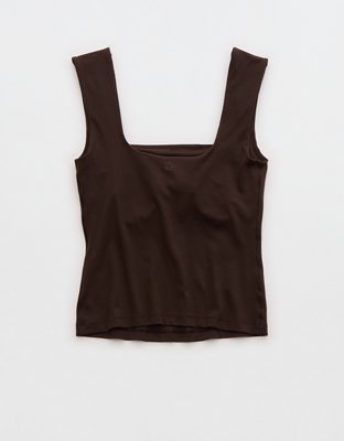 OFFLINE By Aerie Real Me Square Neck Tank Top - Deep Earth