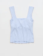 OFFLINE By Aerie Real Me Square Neck Tank Top - Eyelet Blue