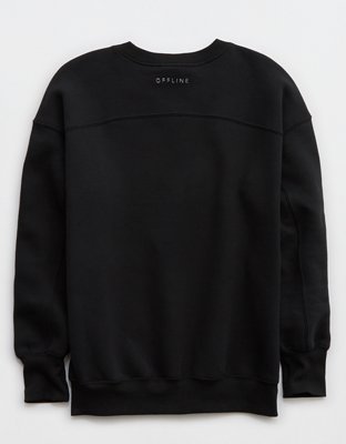 OFFLINE By Aerie Cloud Fleece Oversized Crewneck Sweatshirt - True Black