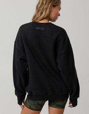 OFFLINE By Aerie Cloud Fleece Oversized Crewneck Sweatshirt - True Black
