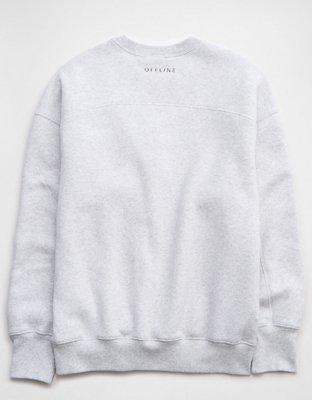 OFFLINE By Aerie Cloud Fleece Oversized Crewneck Sweatshirt - Light Heather Gray