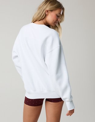OFFLINE By Aerie Cloud Fleece Oversized Crewneck Sweatshirt - Bright White