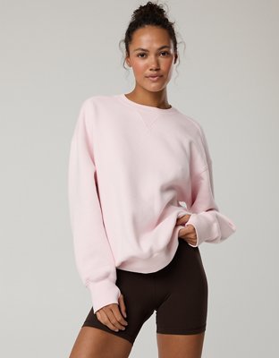 OFFLINE By Aerie Cloud Fleece Oversized Crewneck Sweatshirt - Pink Petal