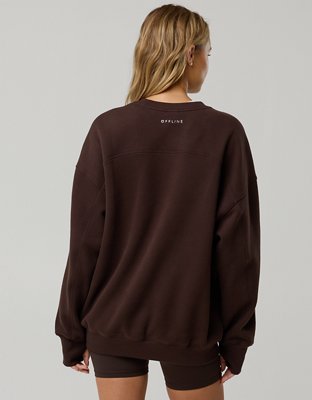 OFFLINE By Aerie Cloud Fleece Oversized Crewneck Sweatshirt - Deep Earth