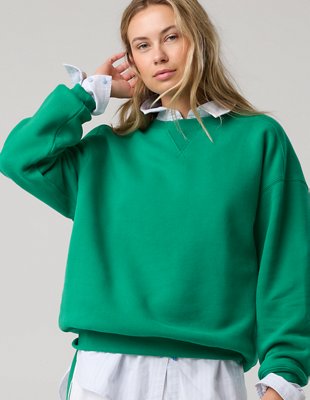 OFFLINE By Aerie Cloud Fleece Oversized Crewneck Sweatshirt - Pine
