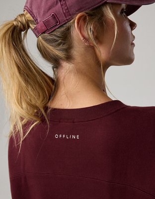 OFFLINE By Aerie Cloud Fleece Oversized Crewneck Sweatshirt - Royal Berry